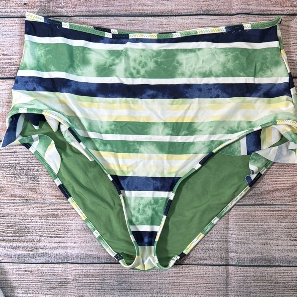 Aerie Striped Bikini Bottom high waisted size large